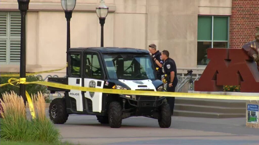 Law enforcement on U of M campus during a bomb threat on Wednesday (KSTP).