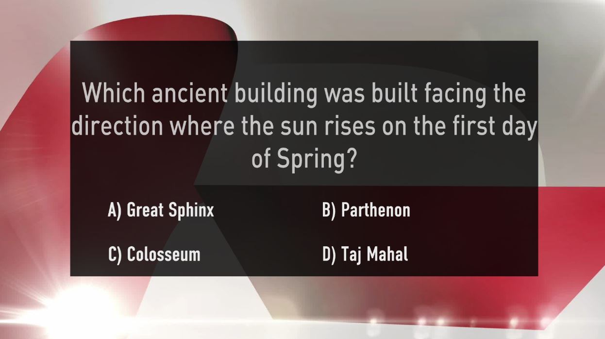Which ancient building was built facing the direction where the sun rises on the first day of Spring?