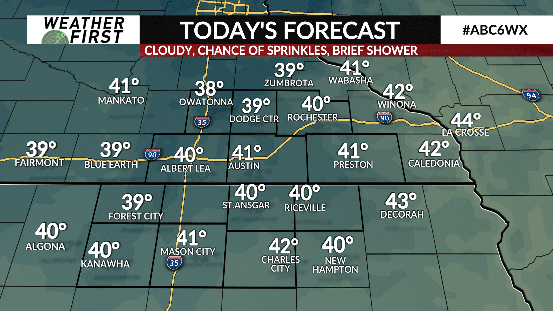 Cloudy, breezy Tuesday with light shower chance - ABC 6 News