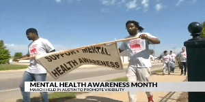 Março realizado em Austin para aumentar a conscientização sobre o Mês de Conscientização sobre Saúde Mental – evento de cobertura do ABC 6 News